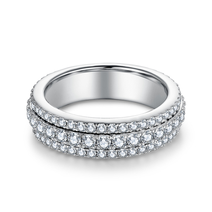 Sotiya Rotating Soothe Round Cut Moissanite Women's Wedding Ring Sterling Silver