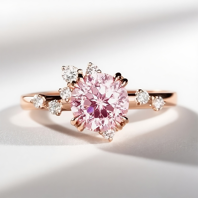 Sotiya Round Cut Sidestones Engagement Ring Sterling Silver-Sotiya