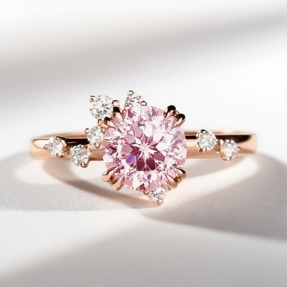 Sotiya Round Cut Sidestones Engagement Ring Sterling Silver-Sotiya