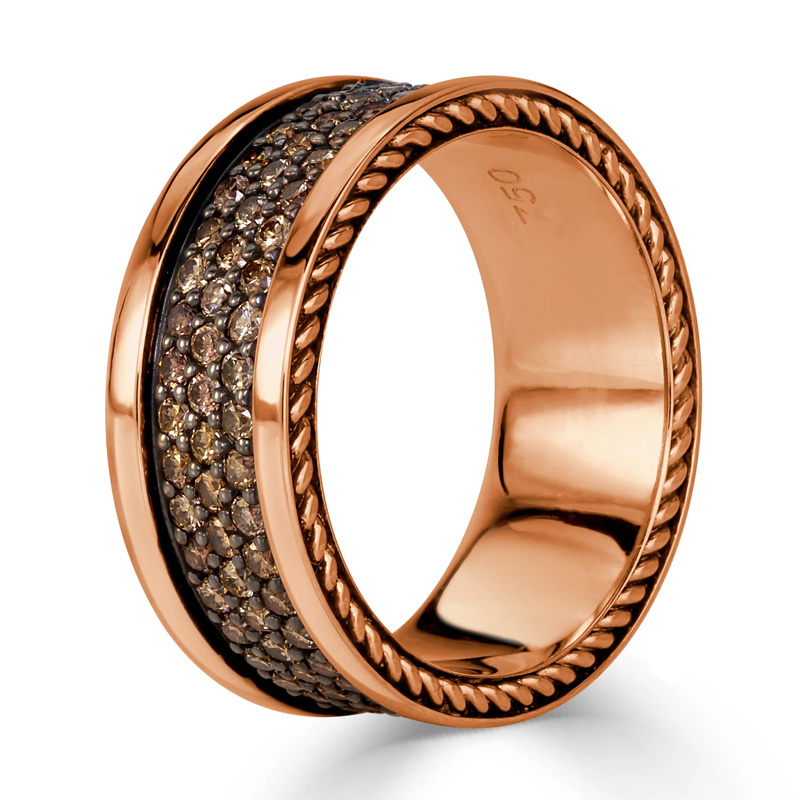 Sotiya Fancy Round Cut Coffee Men's Wedding Ring Eternity Band Sterling Silver-Sotiya