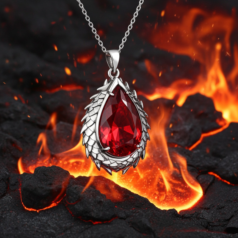 Sotiya Duskendale Dragon Queen Pear Cut Necklace Sterling Silver-Sotiya