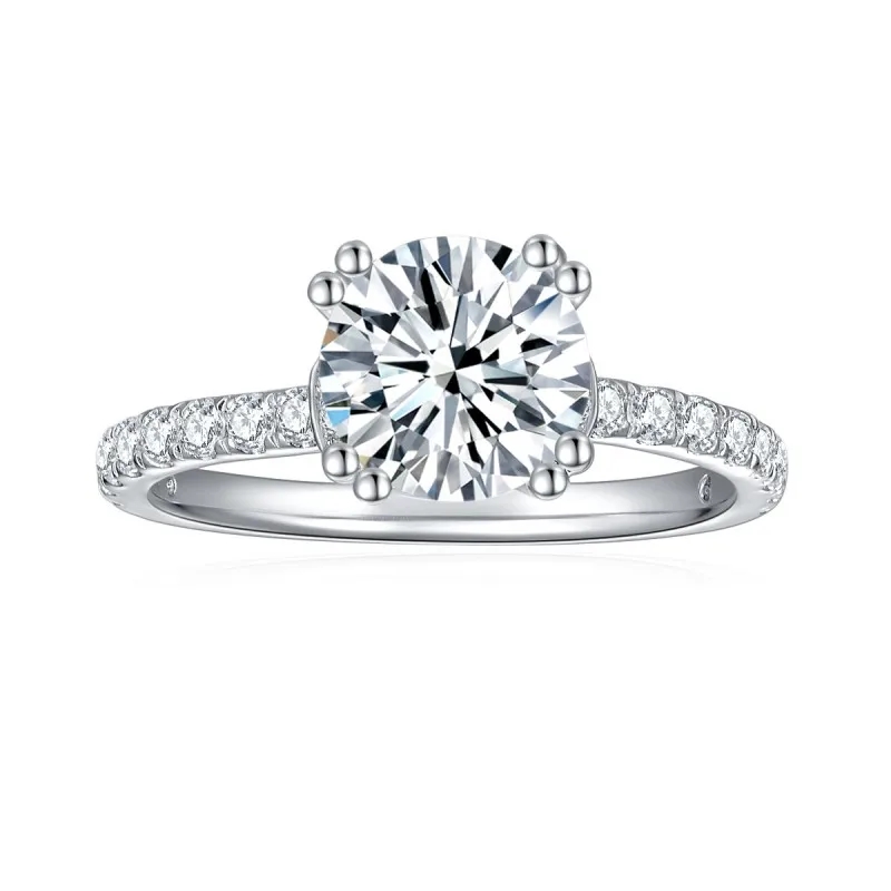 Sotiya Hidden Halo Round Cut Moissanite Engagement Ring Sterling Silver-Sotiya