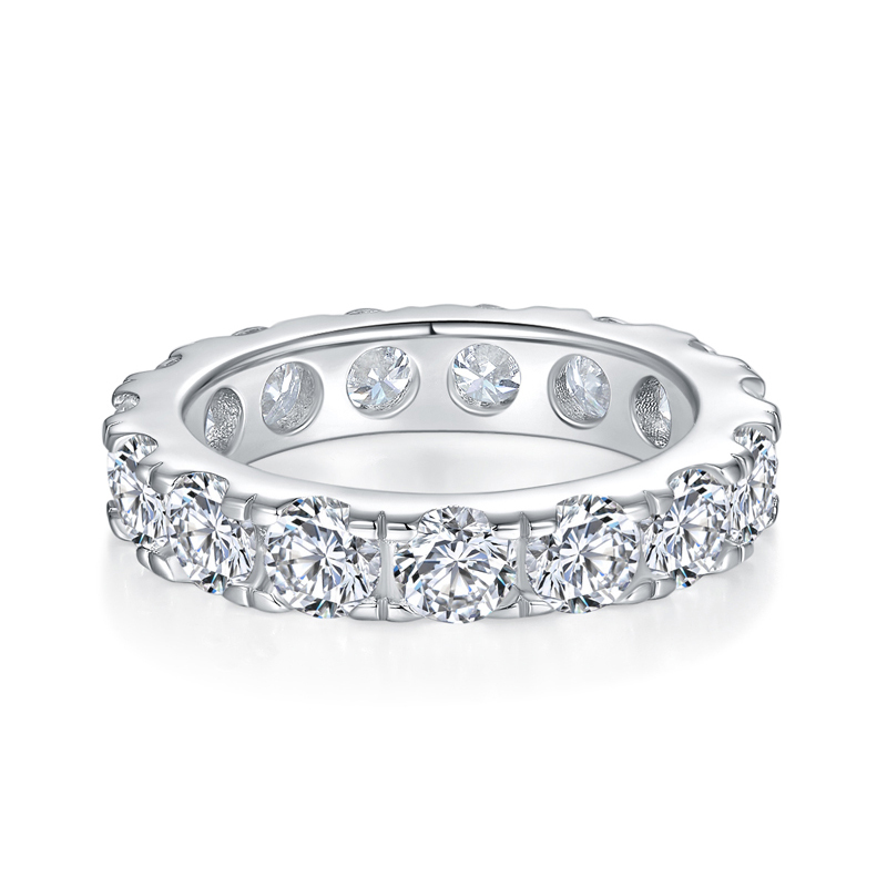 Sotiya Simple Round Cut Moissanite Eternity Ring Sterling Silver-Sotiya