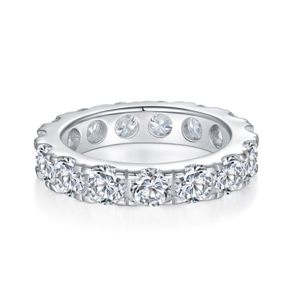 Sotiya Simple Round Cut Moissanite Eternity Ring Sterling Silver-Sotiya