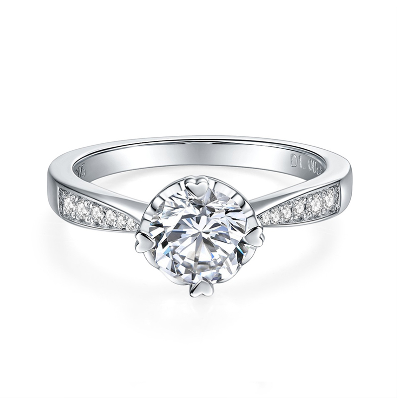 Sotiya Heart Design Round Cut Moissanite Engagement Ring Sterling Silver-Sotiya