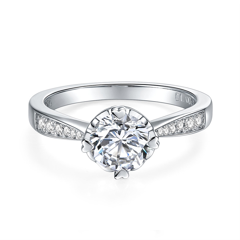 Sotiya Heart Design Round Cut Moissanite Engagement Ring Sterling Silver-Sotiya