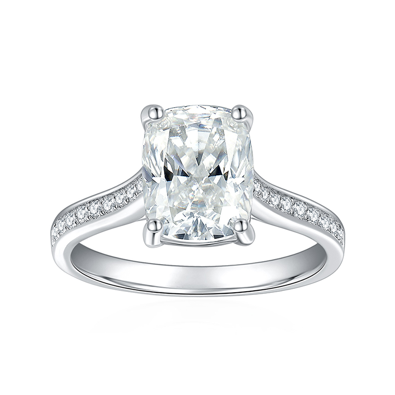 Sotiya Cathedral Radiant Cut Moissanite Engagement Ring Sterling Silver-Sotiya