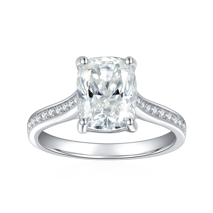 Sotiya Cathedral Radiant Cut Moissanite Engagement Ring Sterling Silver-Sotiya