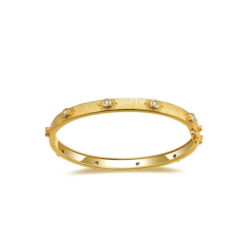 Sotiya Buccellati Style Brushed Moissanite Bangle Bracelet Sterling Silver-Sotiya