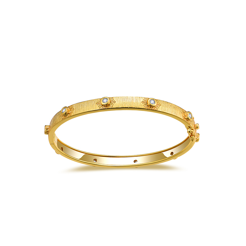 Sotiya Buccellati Style Brushed Moissanite Bangle Bracelet Sterling Silver-Sotiya