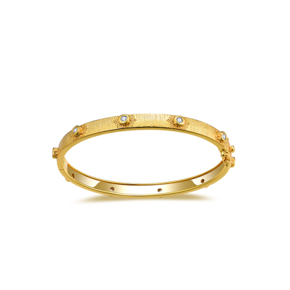 Sotiya Buccellati Style Brushed Moissanite Bangle Bracelet Sterling Silver-Sotiya