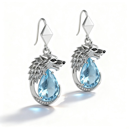 Sotiya Duskendale Direwolf Pear Cut Earrings Sterling Silver-Sotiya