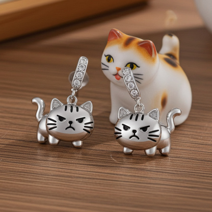 Sotiya Grumpy Cat Drop Earrings-Sotiya