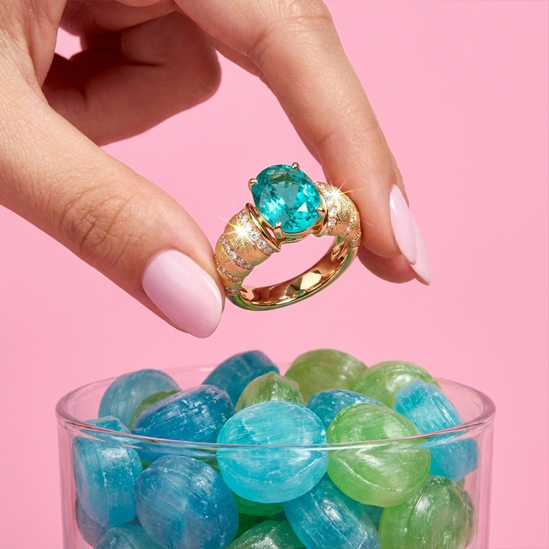 Sotiya Brushed Lab Grown Paraiba Oval Cut Engagement Ring Sterling Silver Moissanite Deputy Stone