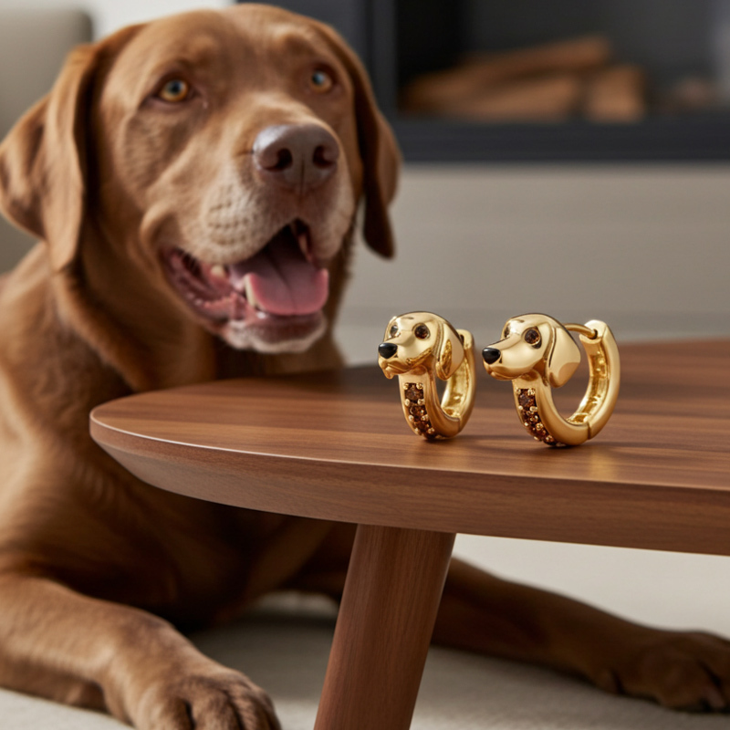 Sotiya Dachshund Coffee Hoop Earrings-Sotiya