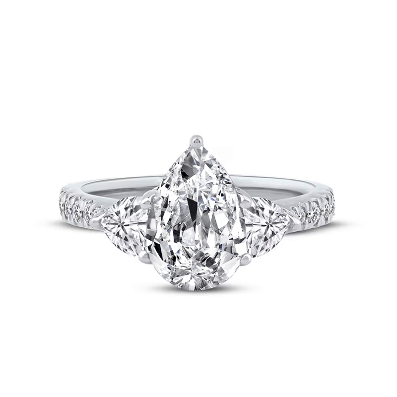 Sotiya Three Stone Pear Cut Engagement Ring Sterling Silver