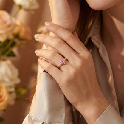 Sotiya Nature Inspired Twist Pink Heart Fantasy Starbrite Cut Engagement Ring Sterling Silver-Sotiya