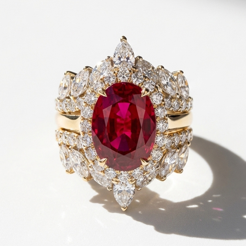 Sotiya 3PC Halo Oval Cut Coffee Wedding Bridal Ring Set Sterling Silver-Sotiya