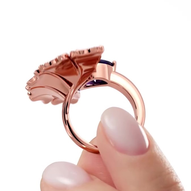 Sotiya Peacock Inspired Pear Cut Cocktail Ring Sterling Silver-Sotiya