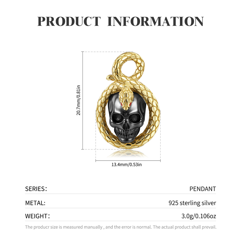 Sotiya Snake Skull Necklace Sterling Silver-Sotiya