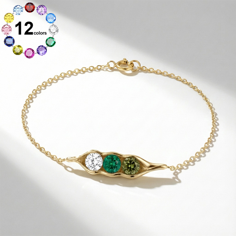 Sotiya Personalized 12 Birthstone Pea Bracelet Mother's Day Gift-Sotiya