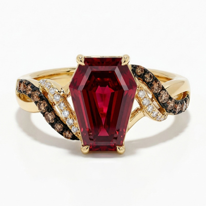 Sotiya Two Tone Twist Shank Coffin Cut Coffee Engagement Ring Sterling Silver-Sotiya