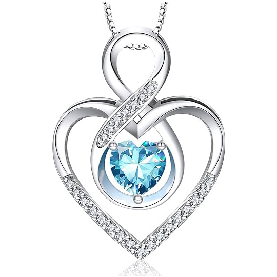 Sotiya 12 Birthstones Intertwined Infinity Heart Necklace Sterling Silver-Sotiya