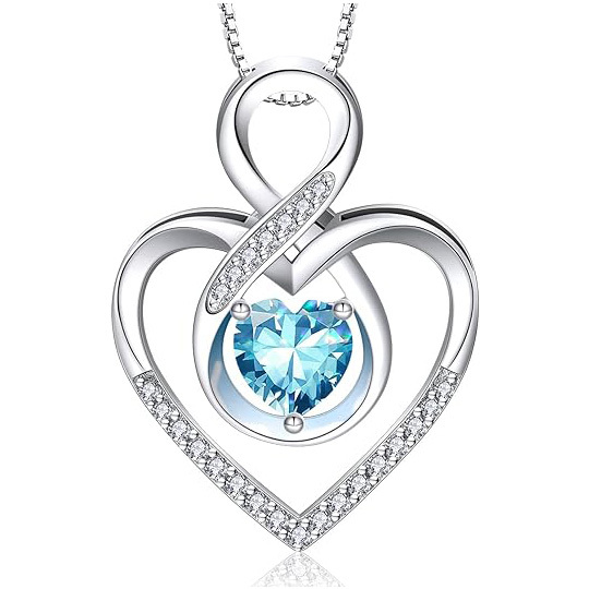 Sotiya 12 Birthstones Intertwined Infinity Heart Necklace Sterling Silver-Sotiya