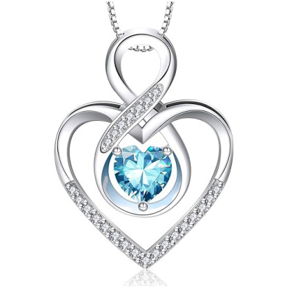 Sotiya 12 Birthstones Intertwined Infinity Heart Necklace Sterling Silver-Sotiya