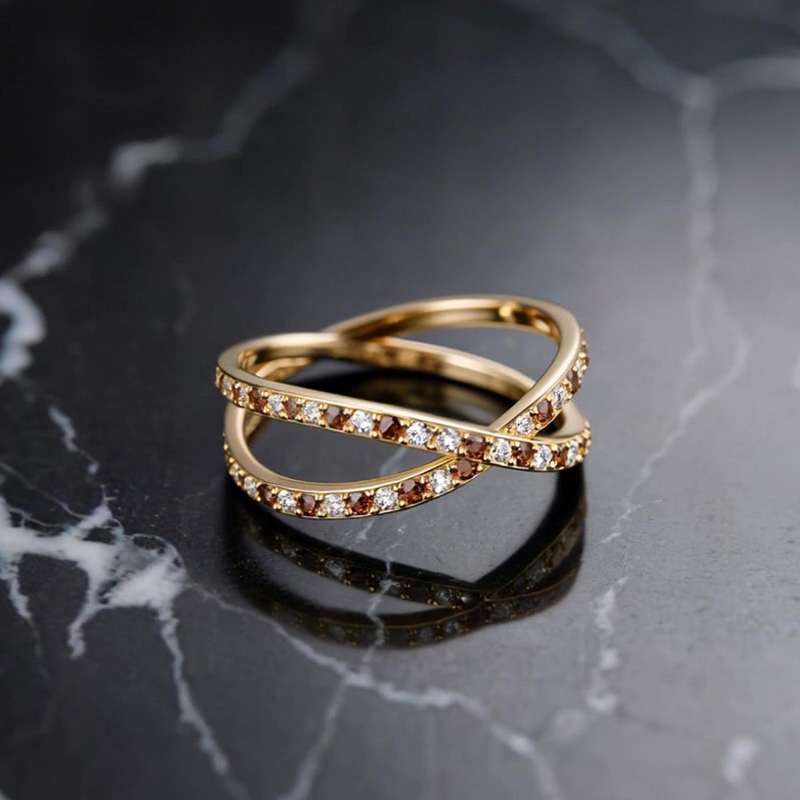 Sotiya Cross Coffee Women's Wedding Ring Sterling Silver-Sotiya