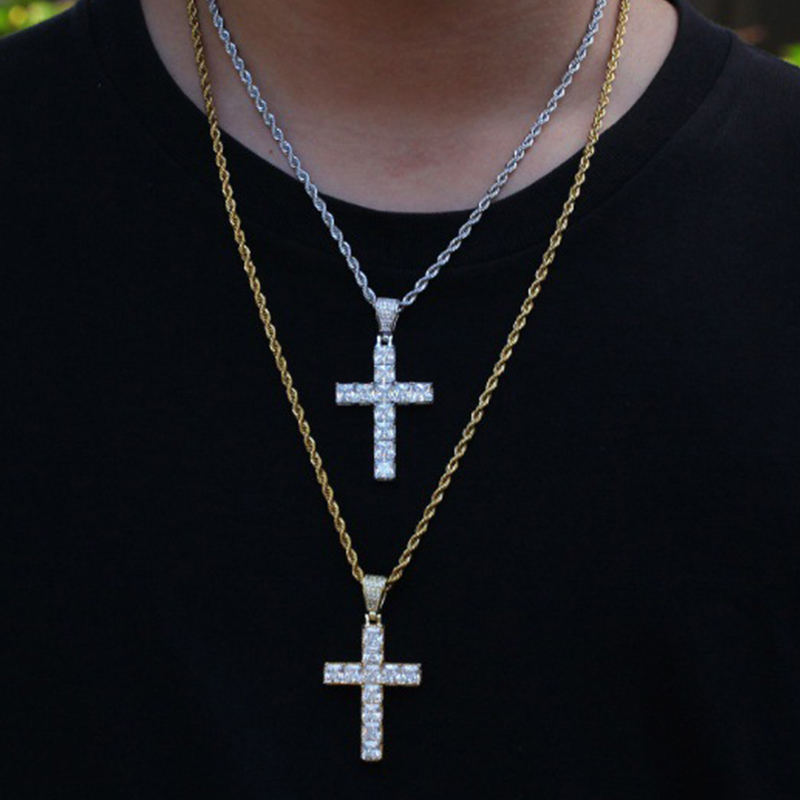 Sotiya Radiant Cut Cross Design Faith Men's Necklace-Sotiya