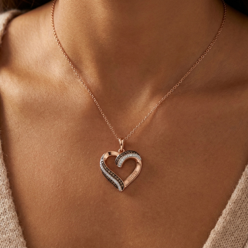 Sotiya Heart Shaped Coffee Personalized Name Necklace Sterling Silver-Sotiya
