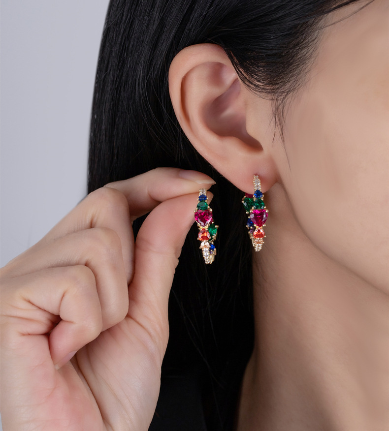 Sotiya Multi Colored Half Inside and Outside Heart-cut Hoop Earrings Sterling Silver-Sotiya