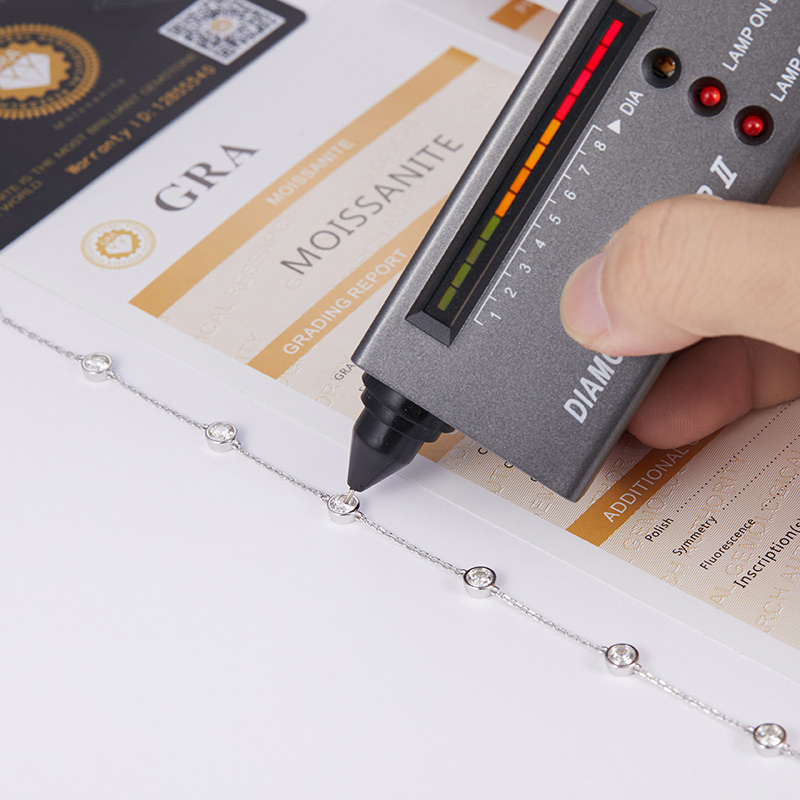 Sotiya Scattered Design Round Cut Moissanite Link Bracelet Sterling Silver-Sotiya