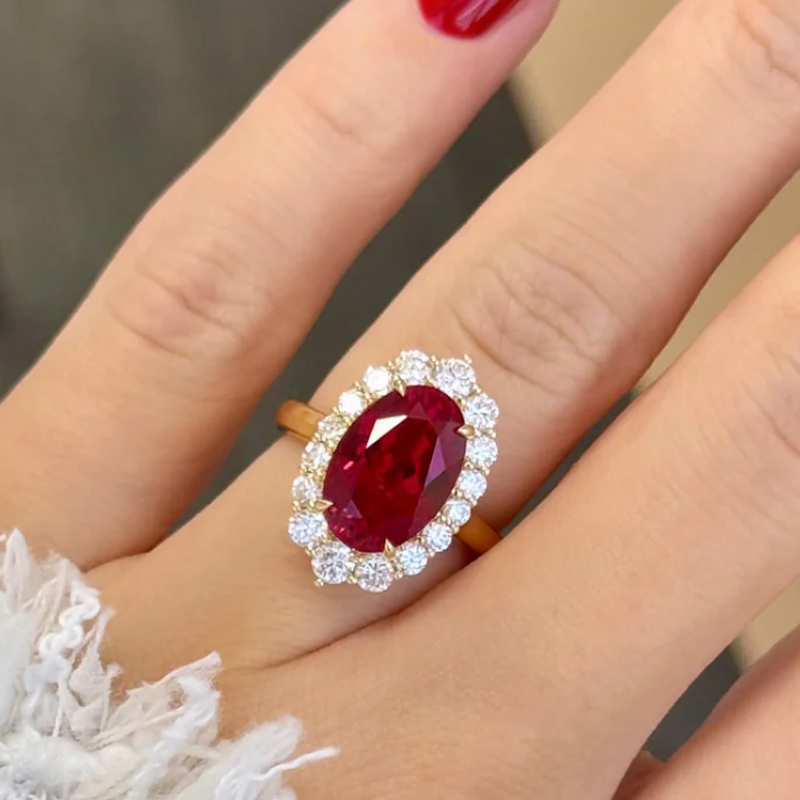 Sotiya Halo Oval Cut Engagement Ring Sterling Silver-Sotiya