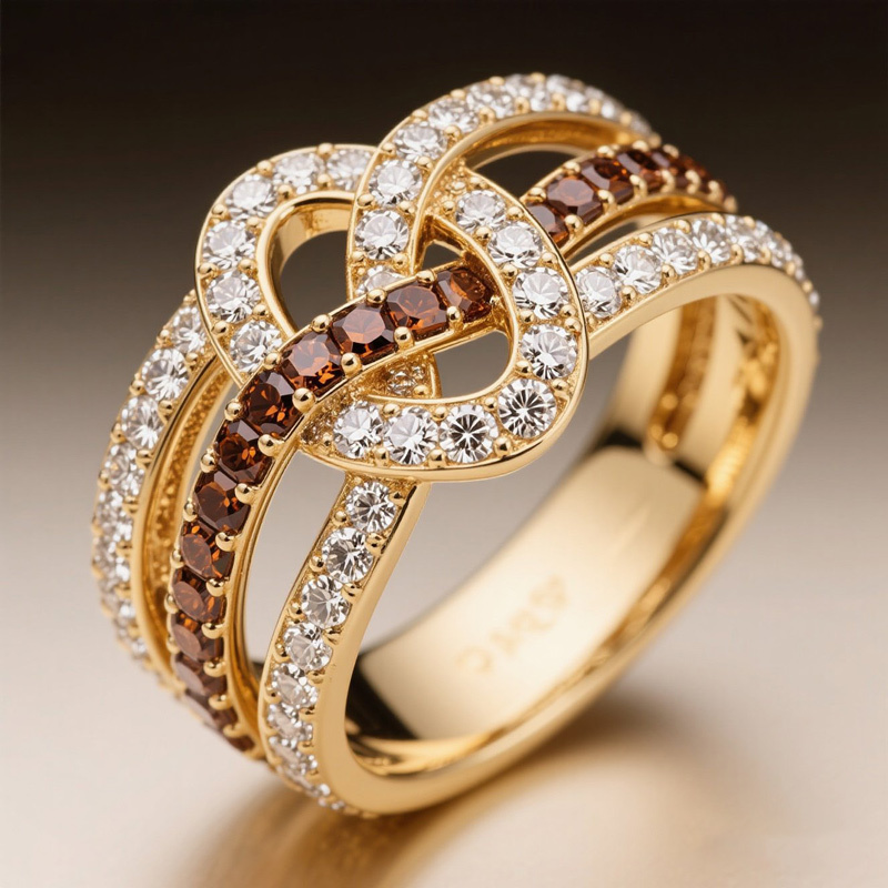 Sotiya Intertwined Knot Coffee Women's Wedding Ring Sterling Silver-Sotiya