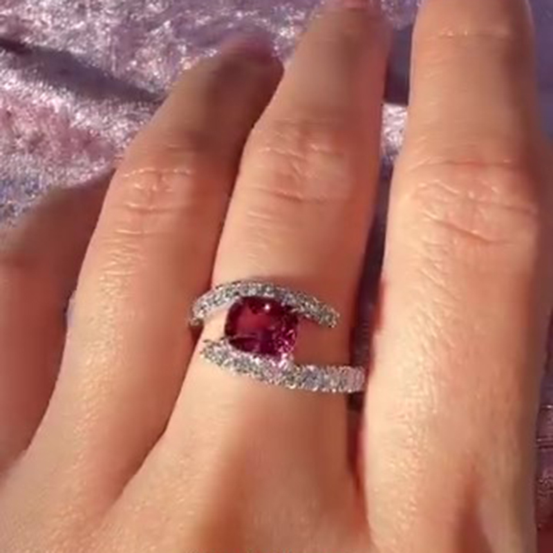 Sotiya Bypass Cushion Cut Engagement Ring Sterling Silver-Sotiya