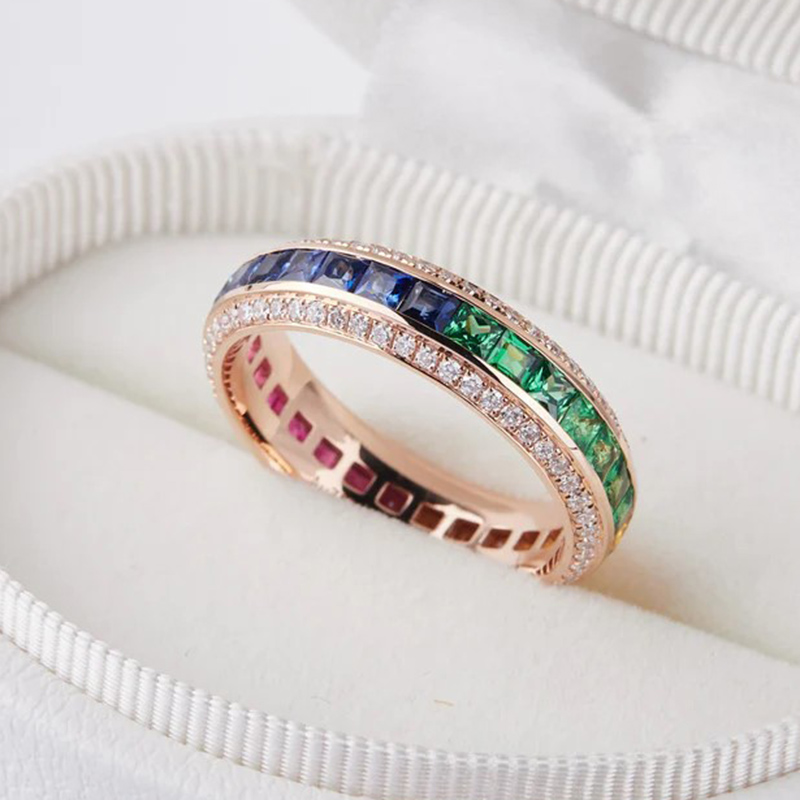 Sotiya Rainbow Fidget Spinner Ring Eternity Ring Sterling Silver-Sotiya