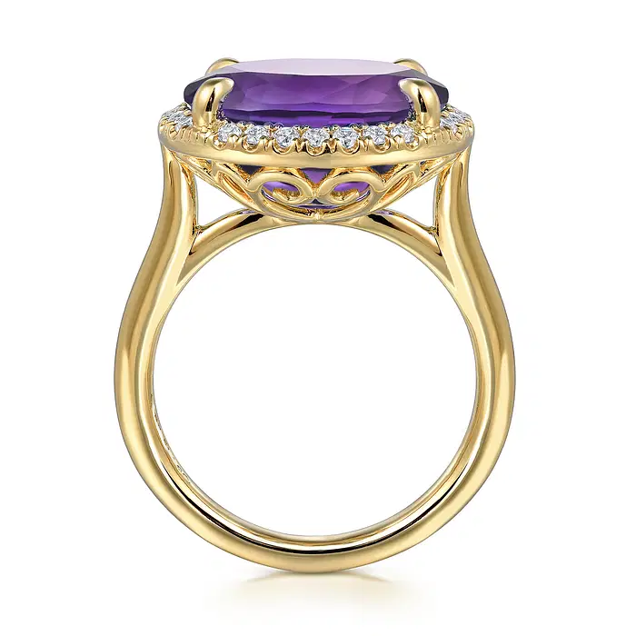 Sotiya Cathedral Oval Cut Amethyst Flower Pattern Gallery Flower Engagement Ring Sterling Silver-Sotiya