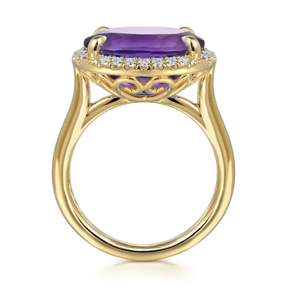 Sotiya Cathedral Oval Cut Amethyst Flower Pattern Gallery Flower Engagement Ring Sterling Silver-Sotiya