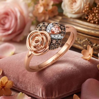 Sotiya Rose Synthetic Morganite Pear Cut Coffee Cocktail Ring Sterling Silver-Sotiya