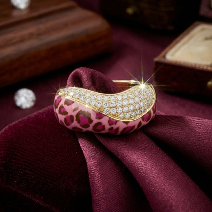 Sotiya Leopard Print Pink Enamel Ring Sterling Silver-Sotiya