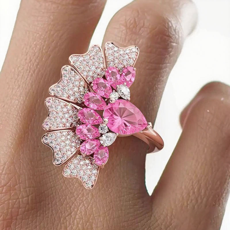 Sotiya Peacock Inspired Pear Cut Cocktail Ring Sterling Silver-Sotiya