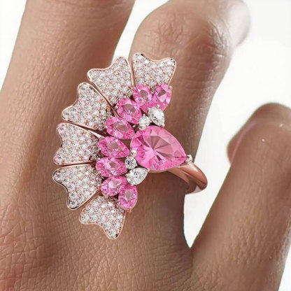 Sotiya Peacock Inspired Pear Cut Cocktail Ring Sterling Silver-Sotiya