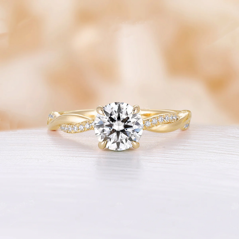 Sotiya Round Cut Moissanite Twist Engagement Ring Sterling Silver-Sotiya