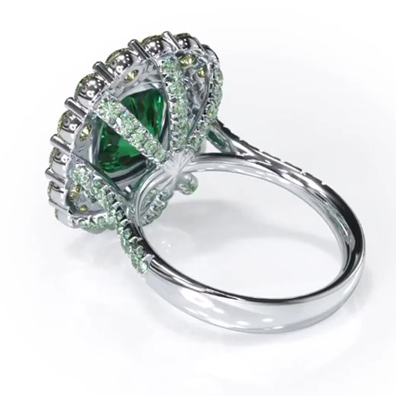 Sotiya Cathedral Double Halo Cushion Cut Engagement Ring Sterling Silver-Sotiya