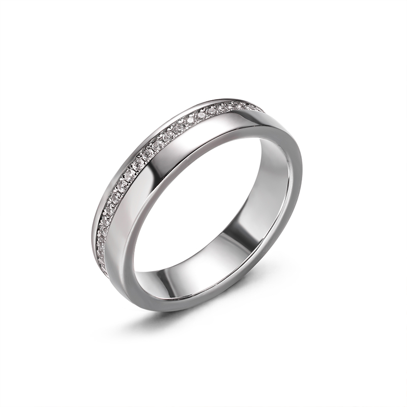 Sotiya Channel Set Stones Men's Wedding Ring Sterling Silver-Sotiya