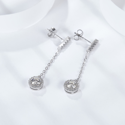 Sotiya Halo Round Cut Moissanite Stud Earrings Sterling Silver-Sotiya