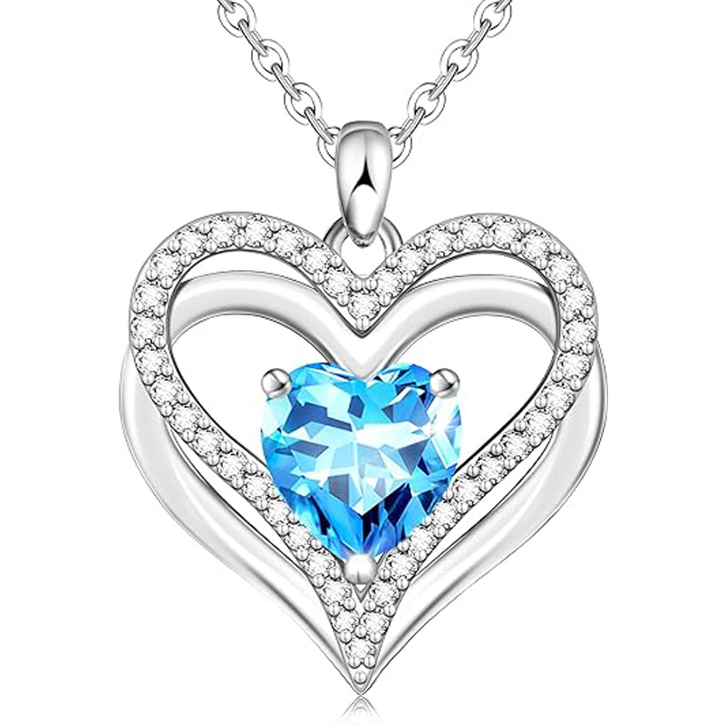 Sotiya 12 Birthstones Intertwined Heart Cut Necklace Sterling Silver-Sotiya