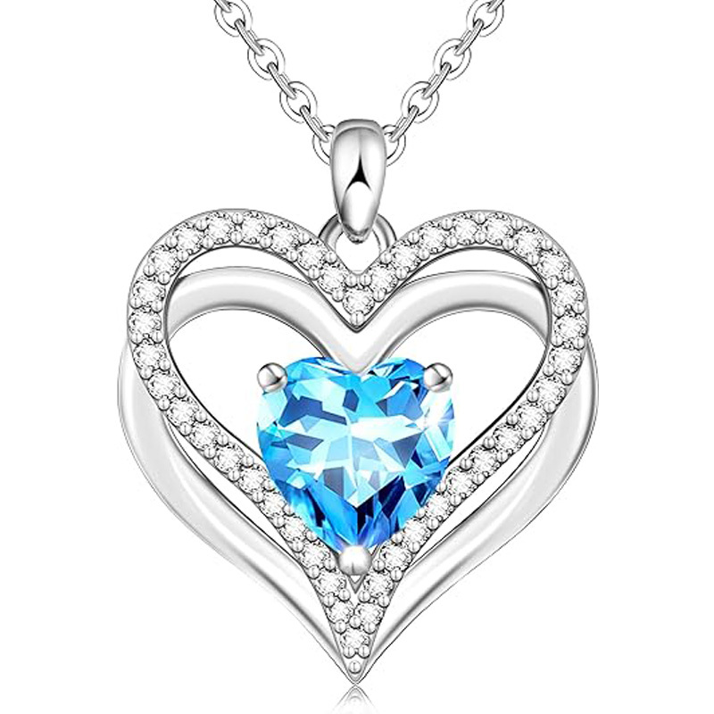Sotiya 12 Birthstones Intertwined Heart Cut Necklace Sterling Silver-Sotiya